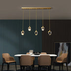 Modern Crystal Raindrop LED Chandelier Pendant Light 5 Head Gold Aluminum Cord Pendant AC 90-260V Living Room Dining Room