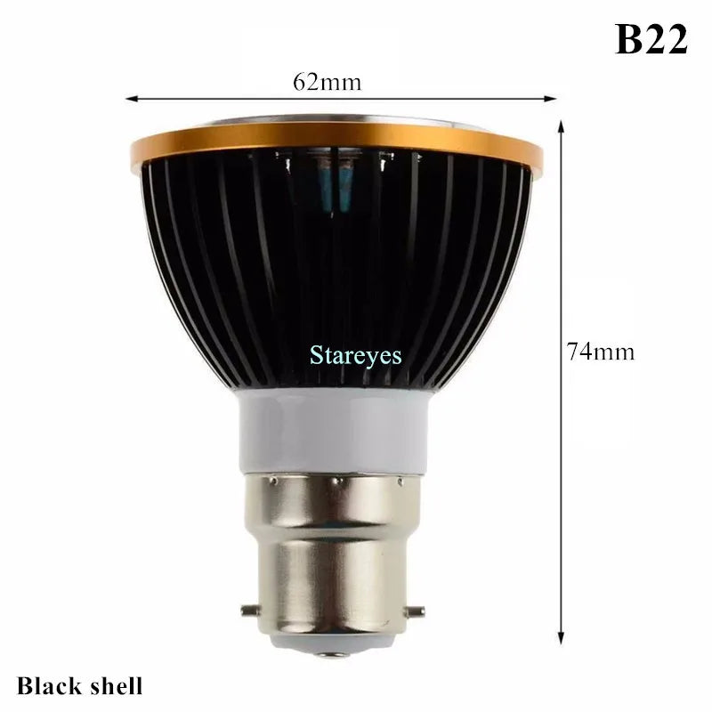 PAR20 COB LED Spotlight 3W 5W 7W E27 GU10 B22 E14 CRI 72+ 120° AC 85-265V Black Silver