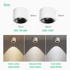 Adjustable COB LED Surface Mounted Spotlight 5W 7W 9W 12W 15W Dimmable 85-265V