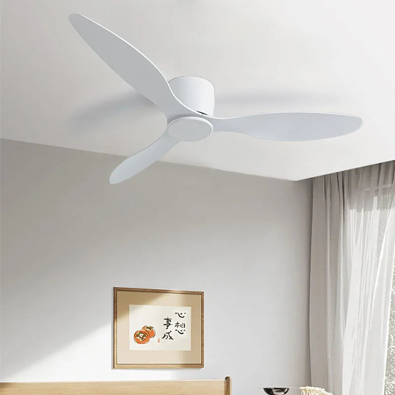 DC Motor Ceiling Fan No Light 42 52 Inch 6 Speed Reversible Remote White Wood Black 110-220V