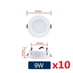 10-Pack LED Recessed Downlight 5W 9W 12W 15W 18W Epistar DC12V DC24V AC110-240V 120°