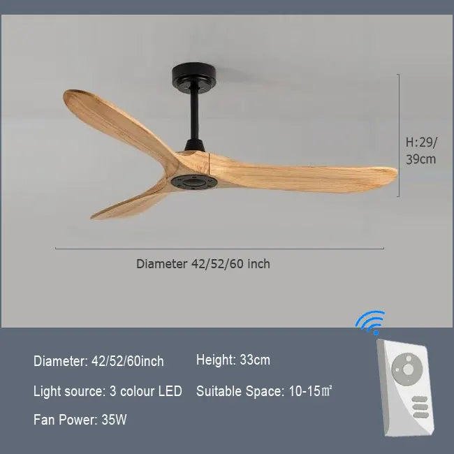 Modern Wooden Ceiling Fan Remote Control Light