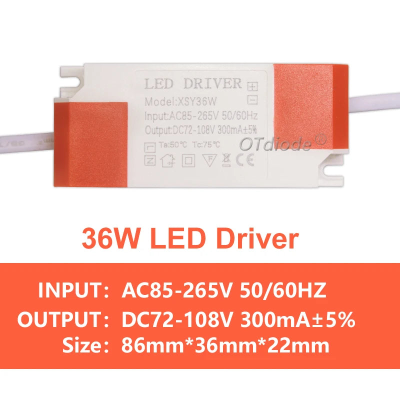 Isolated Constant Current LED Driver 1-3W 4-7W 8-12W 18-24W 36W 260-300mA AC 85-265V