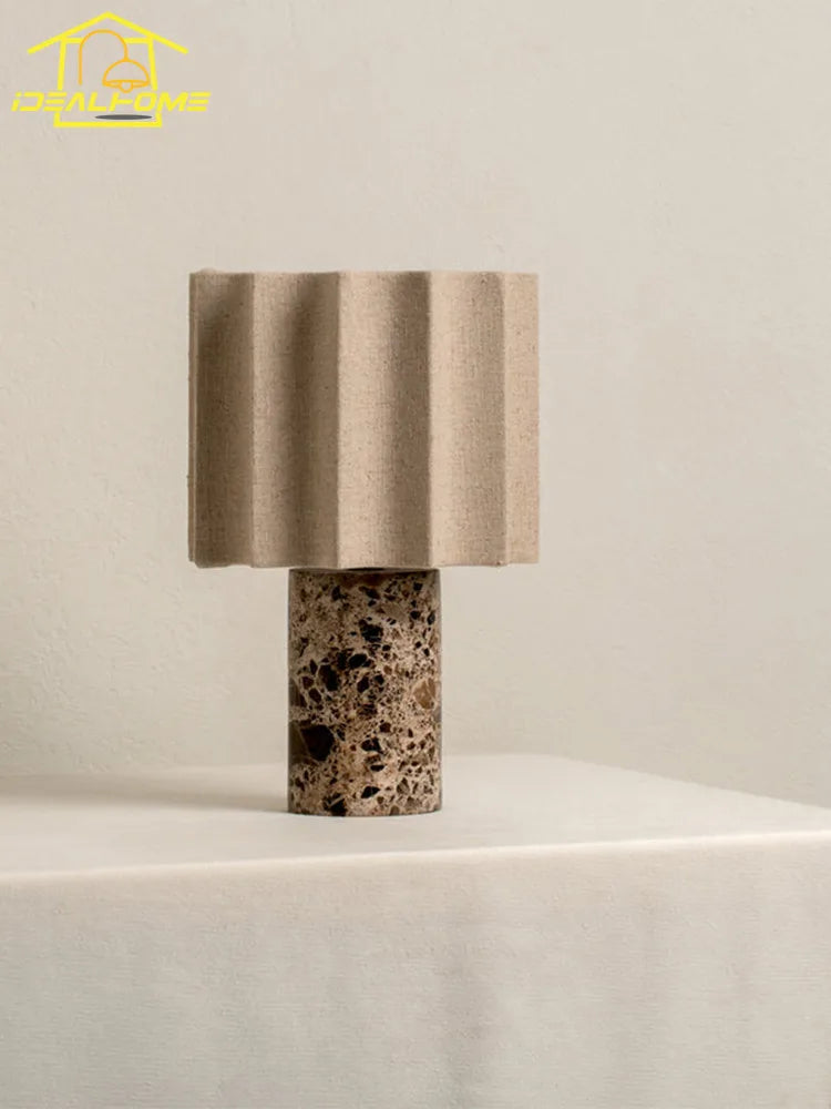 Marble USB Rechargeable Table Lamp Touch Dimmable Fabric Shade Vintage Nordic AC 90-260V