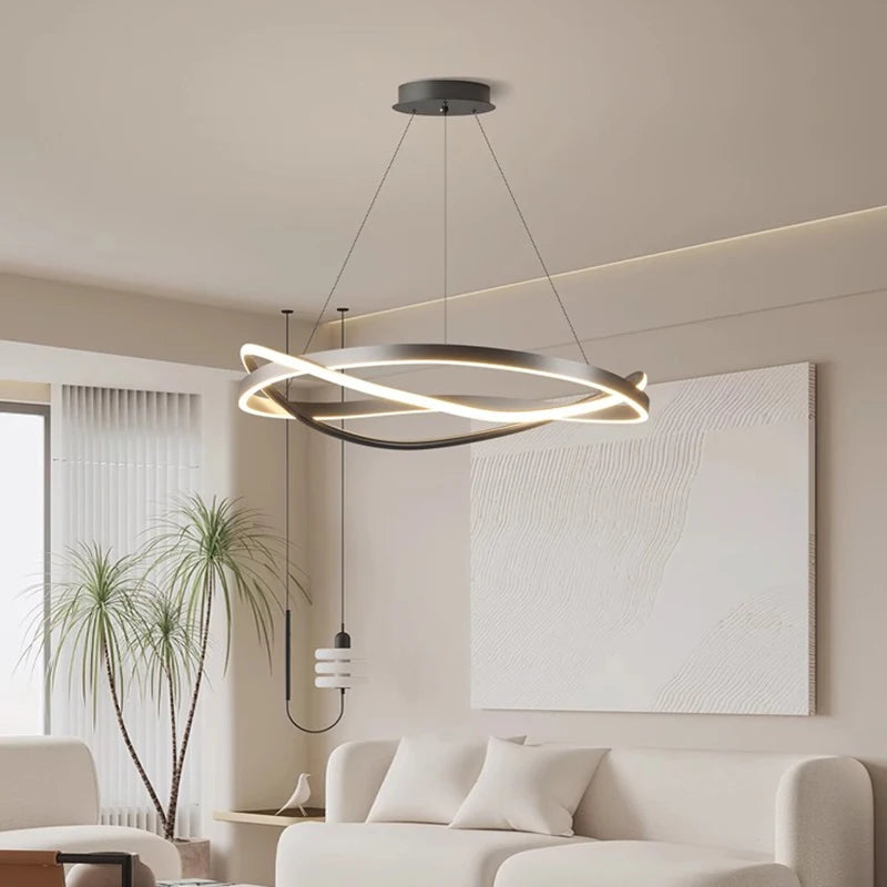 Modern Circular LED Ring Pendant Chandelier 60cm 80cm 100cm 72-144W Dimmable AC 90-265V