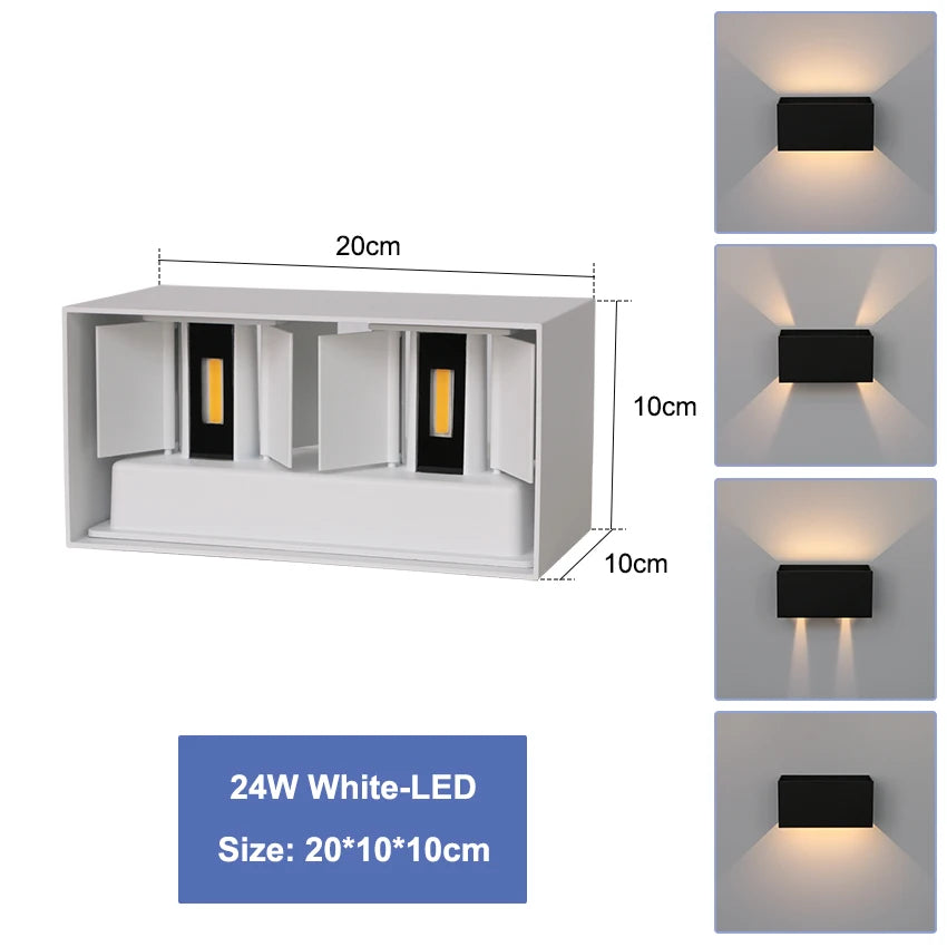 IP65 LED Wall Lamp 6W 12W Aluminum Clear Glass Up and Down AC 90-260V Indoor Outdoor Waterproof Black White Gray