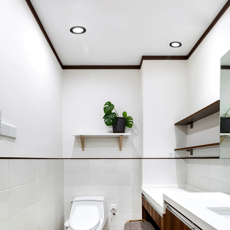 IP65 Waterproof LED Recessed Downlight 5W 9W 12W 15W 18W Black Dimmable 110-230V