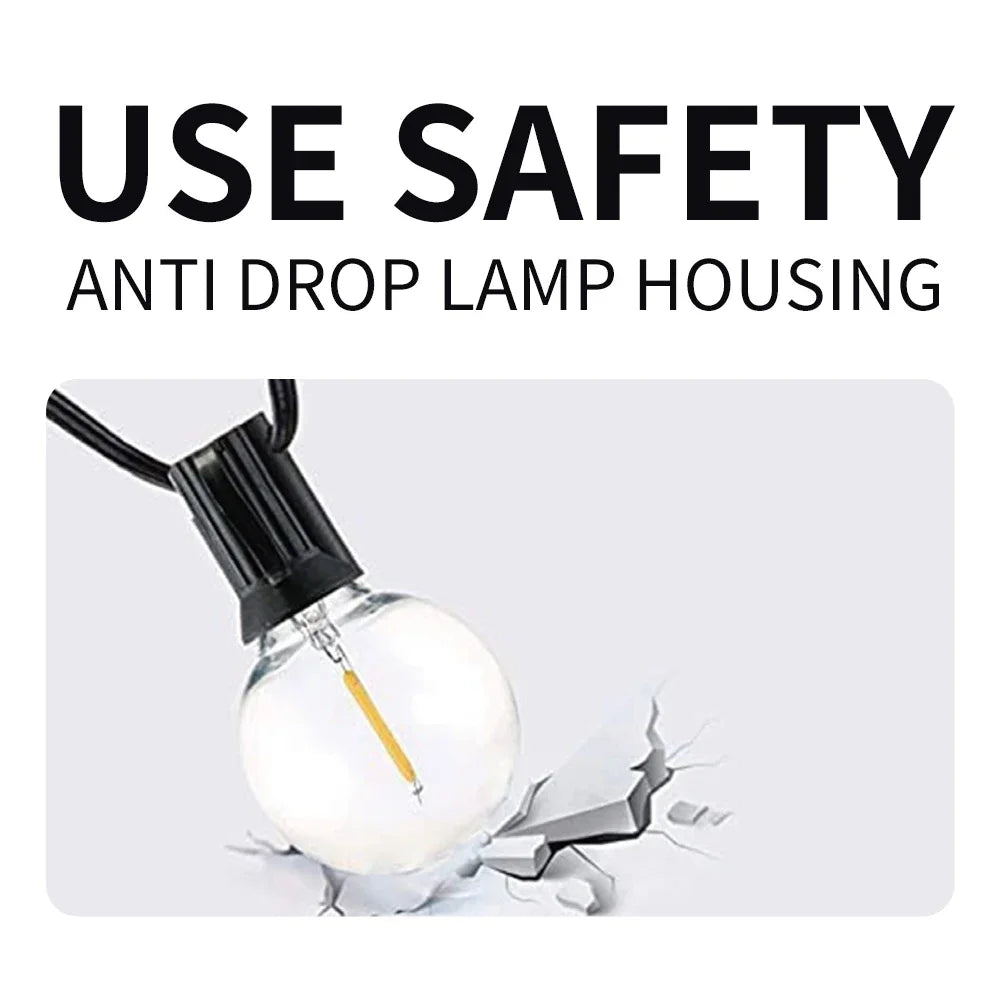 USB G40 LED String Light 1W 180lm/Bulb IP44 Warm White 25ft 50ft 100ft Patio Wedding
