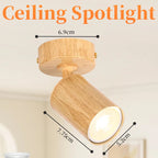 Wood Grain GU10 LED Ceiling Spotlight 25W Max 350 Degree Horizontal 90 Degree Vertical Adjustable AC 85-265V Single or Double Head Foyer Bedroom Kitchen