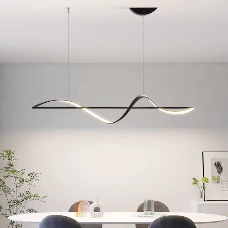 Modern Linear LED Pendant Chandelier 40W 60W 75W 120-160cm Black White Gold AC 110-265V