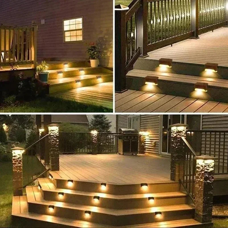 Solar LED Step Deck Lights Outdoor Waterproof IP66 Stair Garden Path Lamp