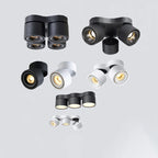 90° Fold 350° Rotate Dimmable COB LED Ceiling Downlight 10W 15W CRI 90+ AC 85-265V Black