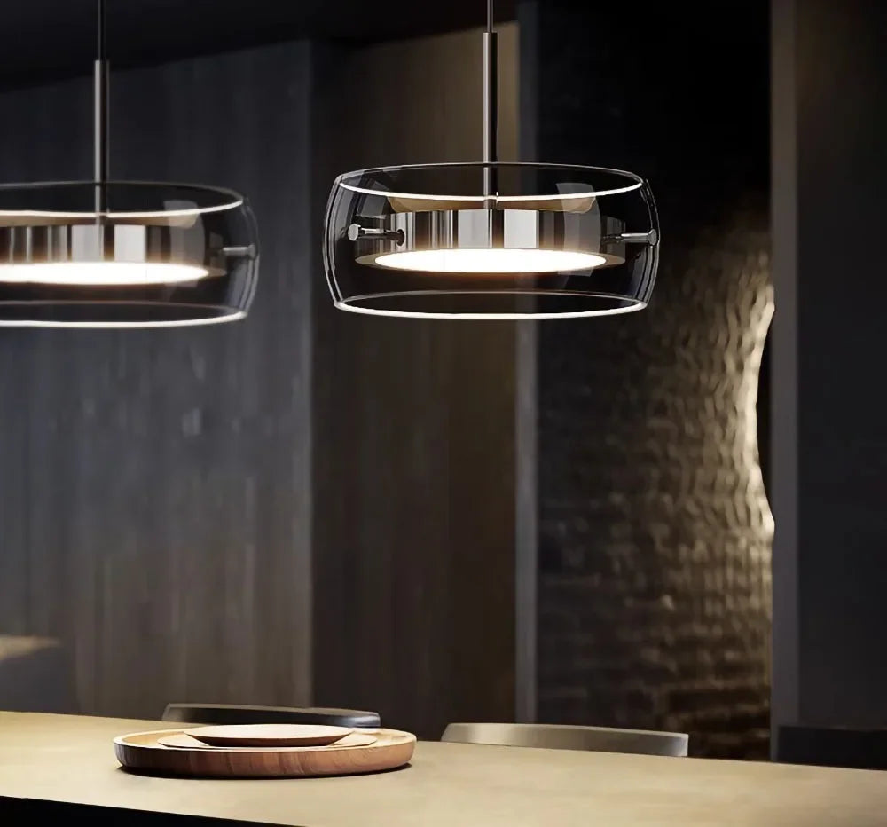 Modern LED Glass Pendant Light 12W 36W Gray Plated Full-Spectrum Touch Switch AC 90-260V