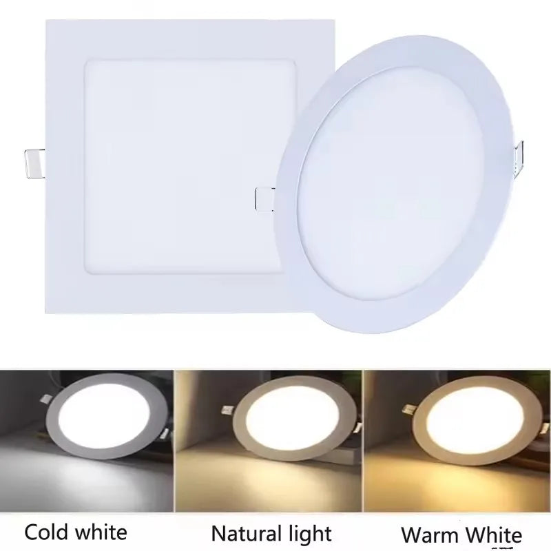 LED Recessed Panel Downlight 3W 4W 6W 9W 12W 15W 25W 120° PF97% AC 85-265V CE RoHS