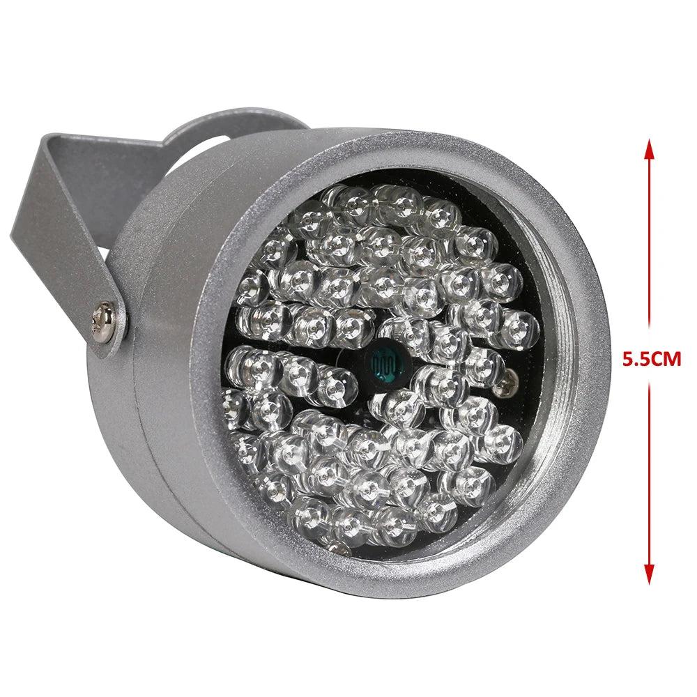 48-LED 850nm IR Infrared Illuminator CCTV Night Vision 20m Auto Sensor DC 12V Aluminum