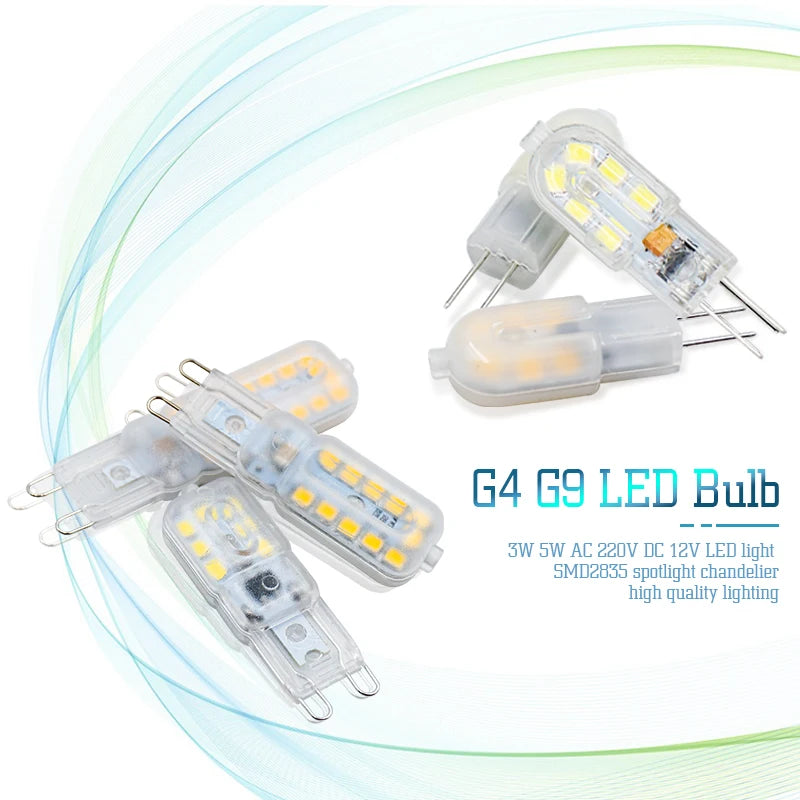 G4 G9 SMD2835 LED Bulb 3W 5W 7W 360° Warm Cool White DC 12V AC 110-240V Chandelier Spotlight