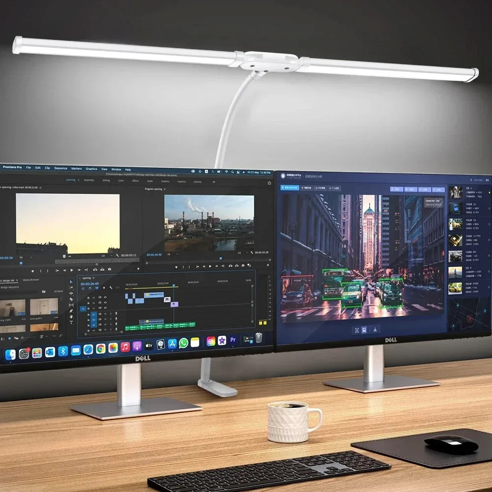 Double-Head LED Desk Lamp 80cm USB DC 5V CRI 90 5-Level Dim 5-CCT 2700-6500K Remote