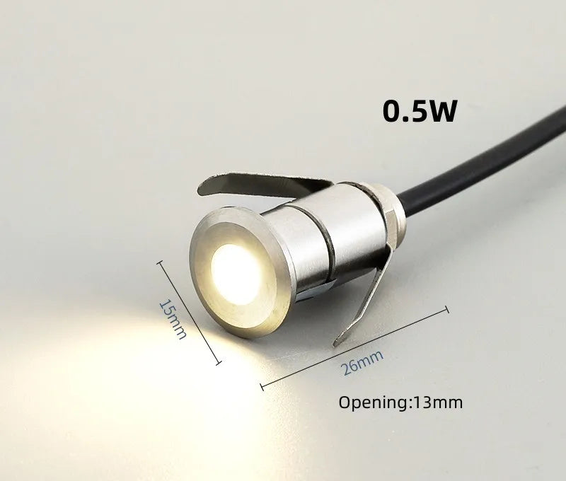 Mini IP68 LED Underwater Spotlight Stainless Steel DC 12-24V RGB 7-Color Auto Pool Garden