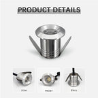 Mini LED Recessed Spotlight 1W 3W AC 85-265V or DC 12V 20mm Cutout 25 Degree Aluminum Brushed Nickel 4 Pack or 10 Pack Showcase