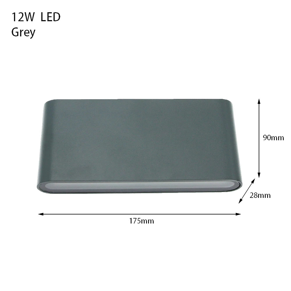 IP65 LED Outdoor Wall Lamp 6W 12W Baked Aluminum Warm White Cool White AC 85-265V Black White Grey Balcony Garden Exterior Sconce