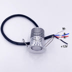 IP65 RGB Mini LED Recessed Spotlight 3W DC 12V 27mm Cutout 30 Degree Brushed Stainless Aluminum PWM Dimmable Stair Ceiling RV