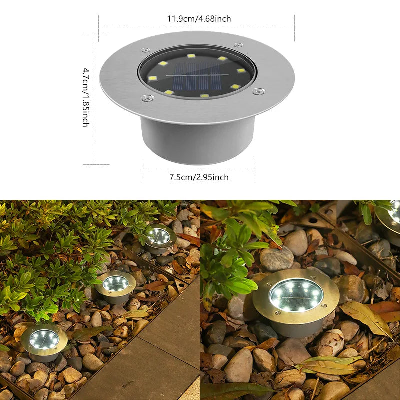 Solar LED Ground Light IP65 Waterproof Aviation Aluminum 5W Auto Dusk-to-Dawn Garden Path