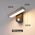 PIR Motion Sensor LED Wall Lamp IP65 340° Rotatable 20-50cm Warm White AC 85-265V Black