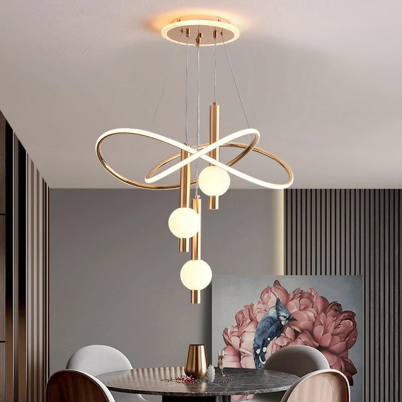 Modern 3D Acrylic LED Pendant Chandelier 75W 2200lm Dual-Mode Dimmable 50cm AC 90-240V