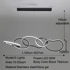 Modern LED Pendant Light 3-6 Heads 40-100W 3-CCT Dimmable RF Remote AC 90-260V Black Gold
