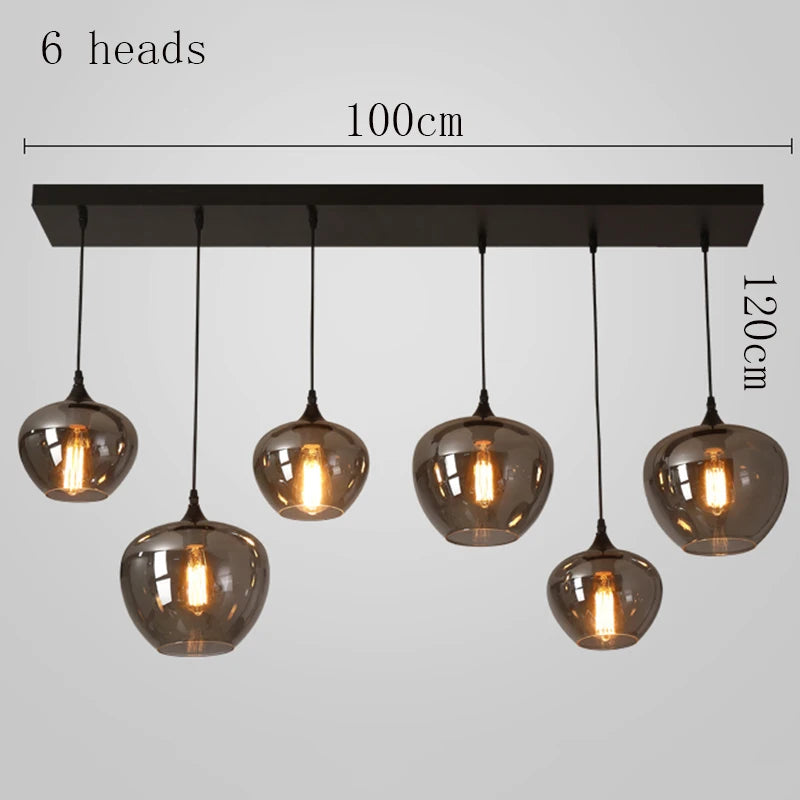 Modern Multi-Head Glass Pendant Chandelier 3 6 8 10 12 Heads 21-114W Dimmable AC 90-265V
