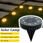 Solar LED Ground Deck Light IP68 Waterproof 8 LED Path Garden Lawn Stair Lamp