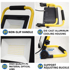 LED Portable Work Light 50W 100W IP66 10ft Cord Brushed Aluminum AC 85-265V Outdoor Floodlight
