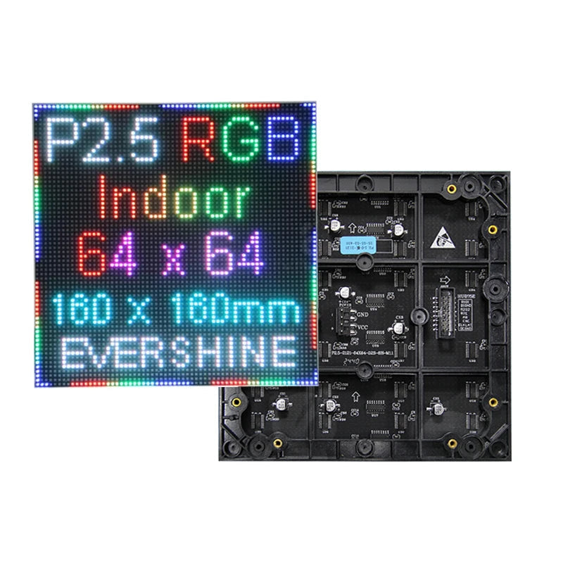 P2.5 64x64 Indoor Full-Color LED Module 160x160mm SMD2121 HUB75E 1/32 ≥1000Hz 800nit DC 5V