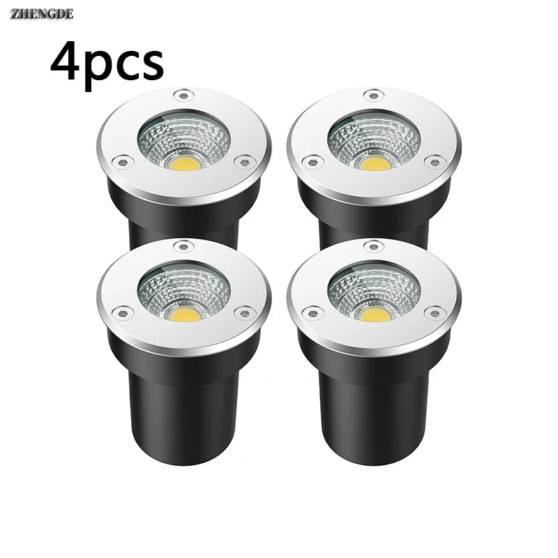 4-Pack IP66 LED Underground Buried Light 5W 10W 15W AC 85-265V DC 12V CRI 80+ Garden Path