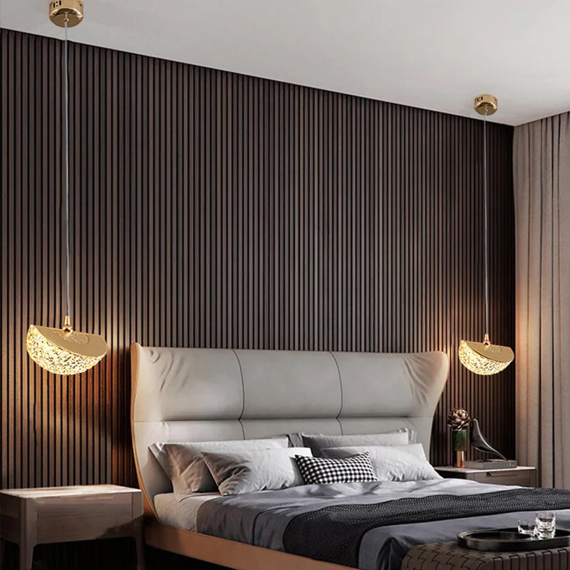 Nordic LED Pendant Light Acrylic Iron Plated Single Cord Ceiling Lamp 90-260V