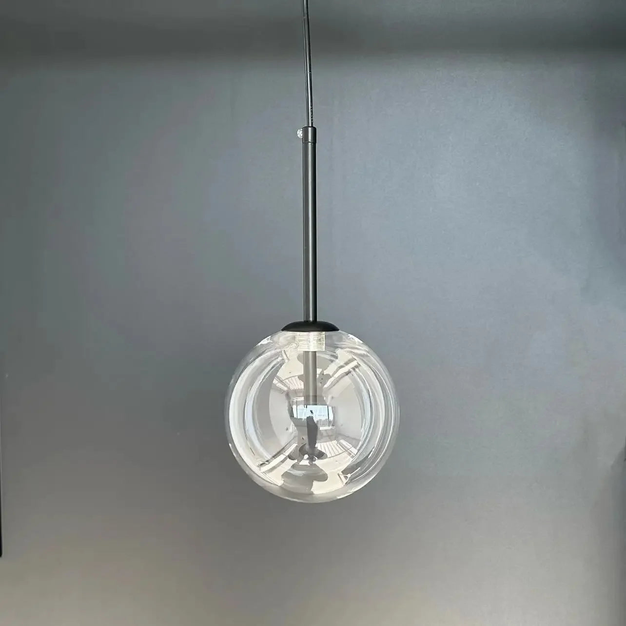 Nordic Glass Ball Pendant Light D15 20 25cm G4 Clear Glass Iron White Black Gold AC 90-260V