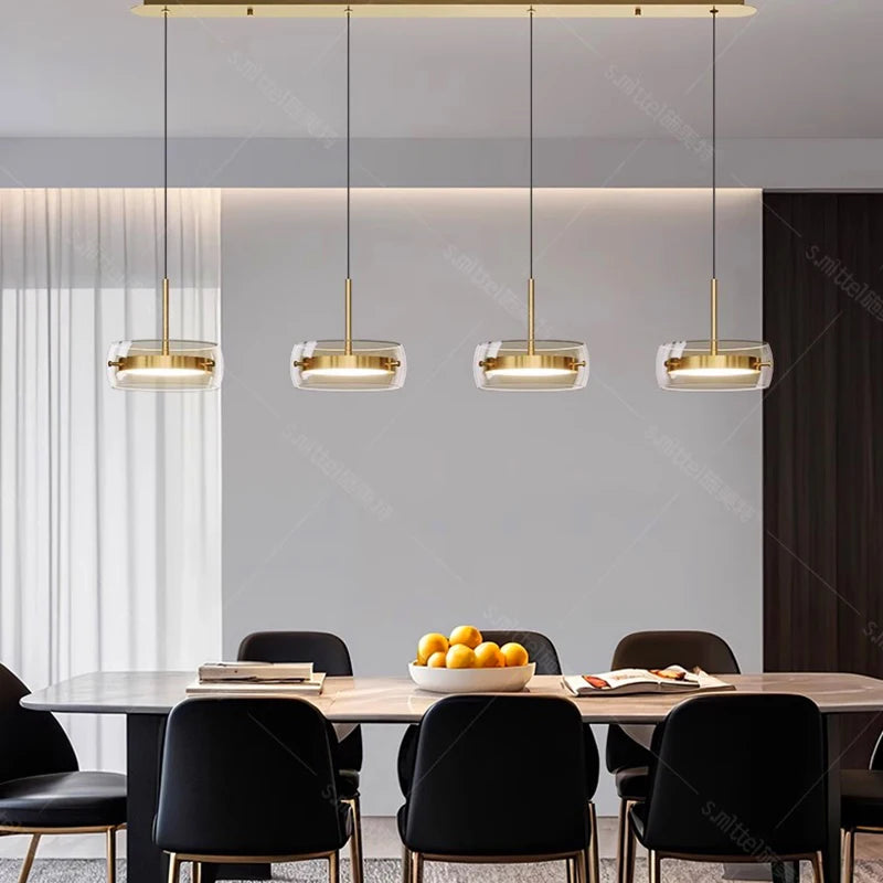 Modern Multi-Head Glass Pendant Light 1 3 4 Heads 5-60W Ironware Dimmable AC 90-265V