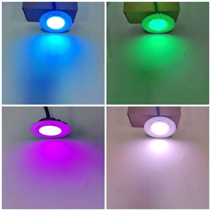 IP65 RGBW LED Mini Recessed Spotlight 3W DC 12V 24V PWM Dimmable 120 Degree CRI 80 D72 x H14mm 55mm Cutout 304 Stainless Steel Cabinet Bathroom
