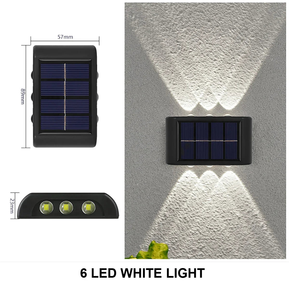 Solar LED Wall Lamp IP65 Waterproof Up and Down Light ABS PC Polycrystalline Panel Auto Dusk to Dawn Garden Yard Balcony