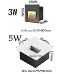 3W 5W IP65 LED Recessed Stair Step Wall Light Dimmable AC 85-265V DC 12V Black White 58-86mm