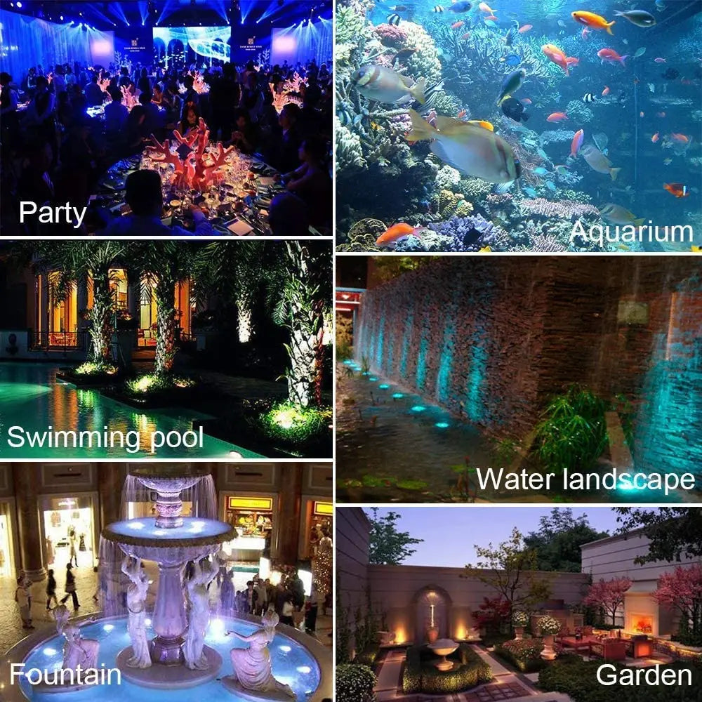 RGB LED Underwater Light 36 LEDs 4.8W IP68 7cm Suction Cup AC 100-240V Aquarium Pool Pond