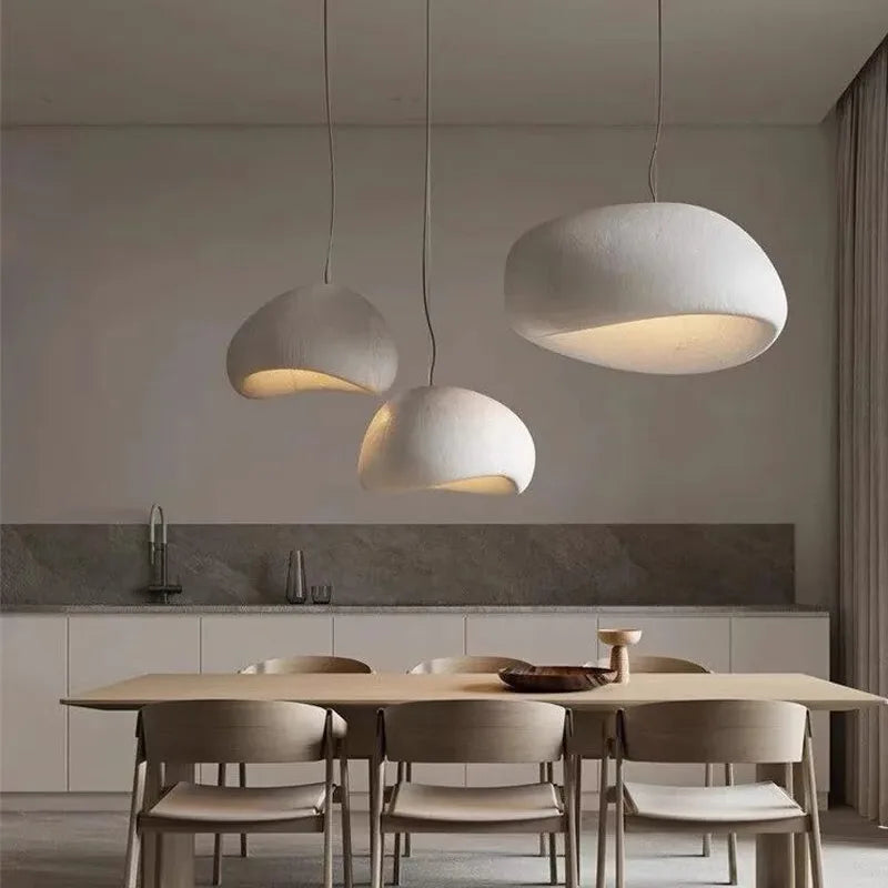 Nordic Wabi Sabi Pendant Light G9 Handmade Polystyrene Chandelier White Grey 90-260V