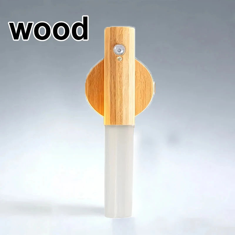 USB Rechargeable Magnetic LED Wall Lamp Motion Sensor 3 Modes 3 Color Temperatures Dimmable ABS Wood Grain Black Dark White Indoor