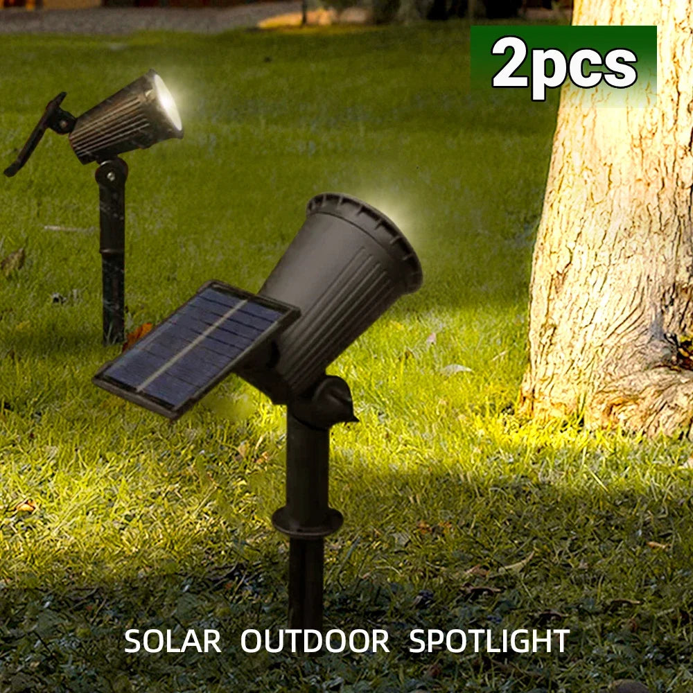 Solar LED Spotlight IP65 Waterproof 9 LED RGB 3 Lighting Modes 180 Degree Adjustable ABS Stake or Wall Mount Garden Yard Landscape