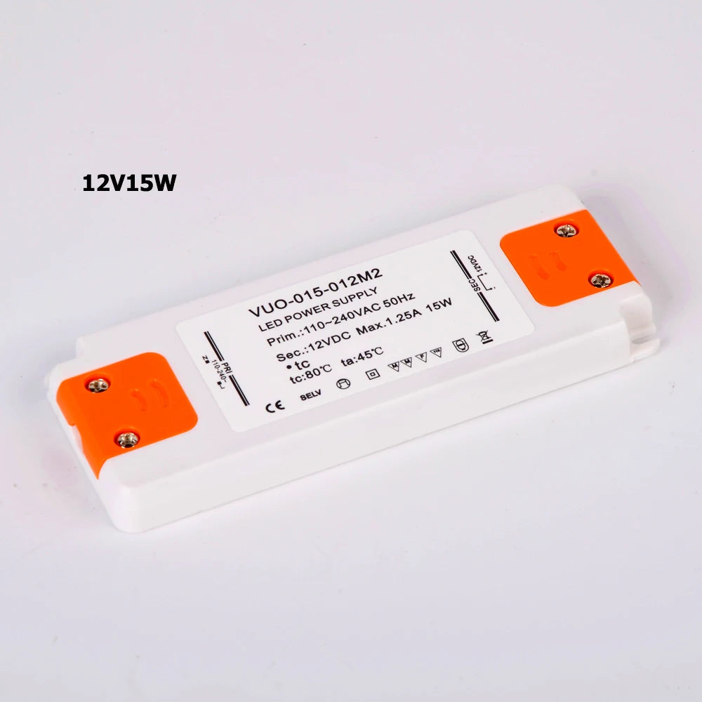 Ultra-Slim LED Driver Transformer 6W 12W 15W 20W 30W 50W 60W AC 110-240V to DC 12V 24V