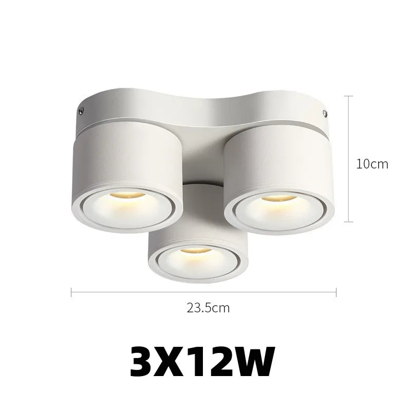 Foldable 360° Rotatable Dimmable COB LED Surface Downlight 7W-16W Double-Head to 32W Black