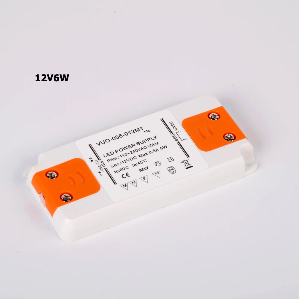 Ultra-Slim LED Driver Transformer 6W 12W 15W 20W 30W 50W 60W AC 110-240V to DC 12V 24V