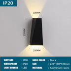 IP65 LED Outdoor Wall Lamp 6W 10W Aluminum Borosilicate Glass Baked Finish CRI 80 90 lm/W AC 85-265V Porch Garden Nordic Black White