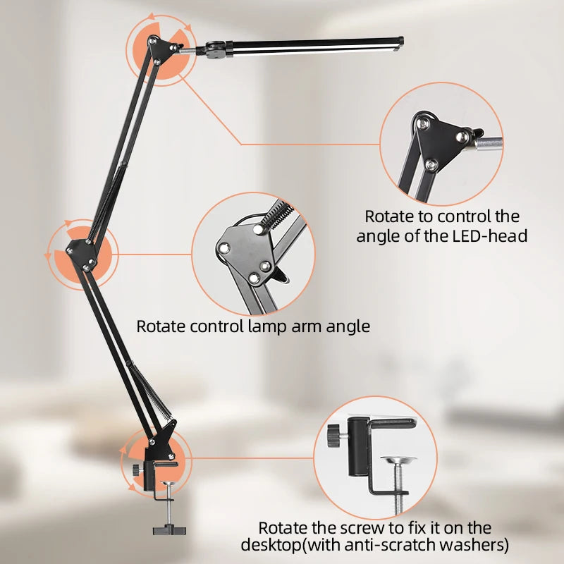 Double-Head LED Desk Lamp 24W USB DC 5V 10 Dimming Levels 3-CCT CRI 90+ 360° Gooseneck