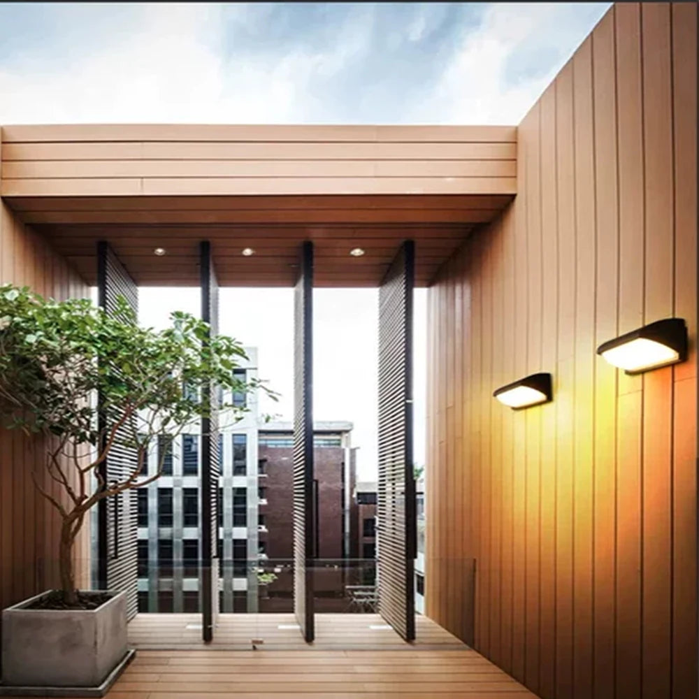 Modern Outdoor LED Wall Light Waterproof Black PC Acrylic Porch Garden AC110-220V